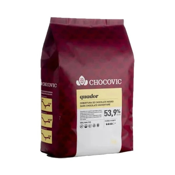 Ciocolată neagră Chocovic Quador 53,9% · sac 5 kg